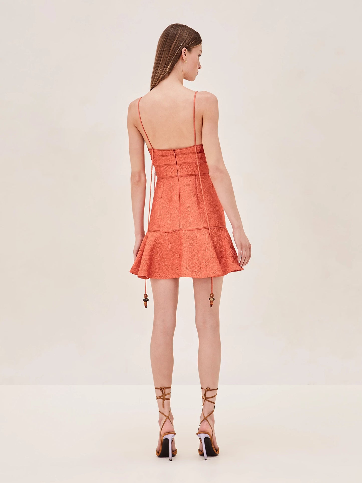 Alexis Kamara sleeveless mini Dress in terracotta back image