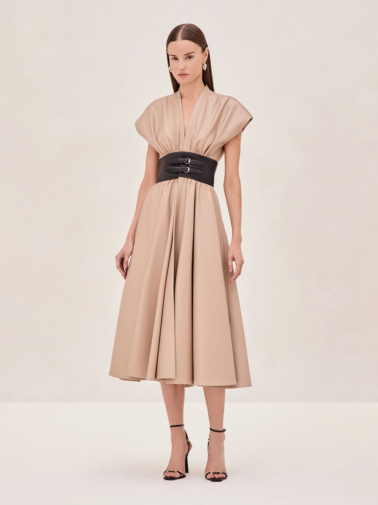 alexis beige dress Dune Suede Kendra Maxi Dress