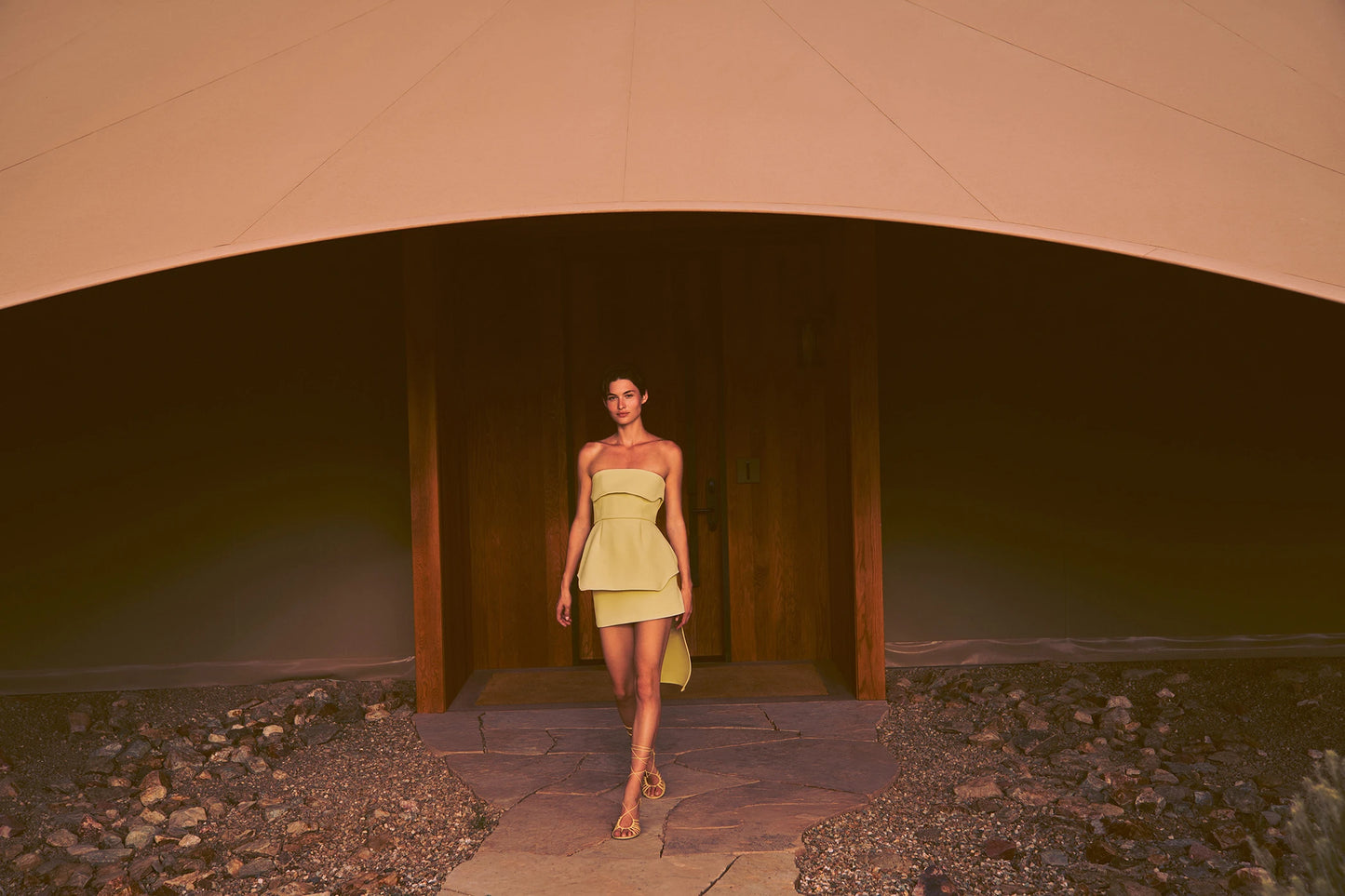 ALEXIS Esmie mini skirt in limelight green campaign image