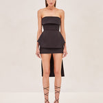 ALEXIS strapless hi-lo black top
