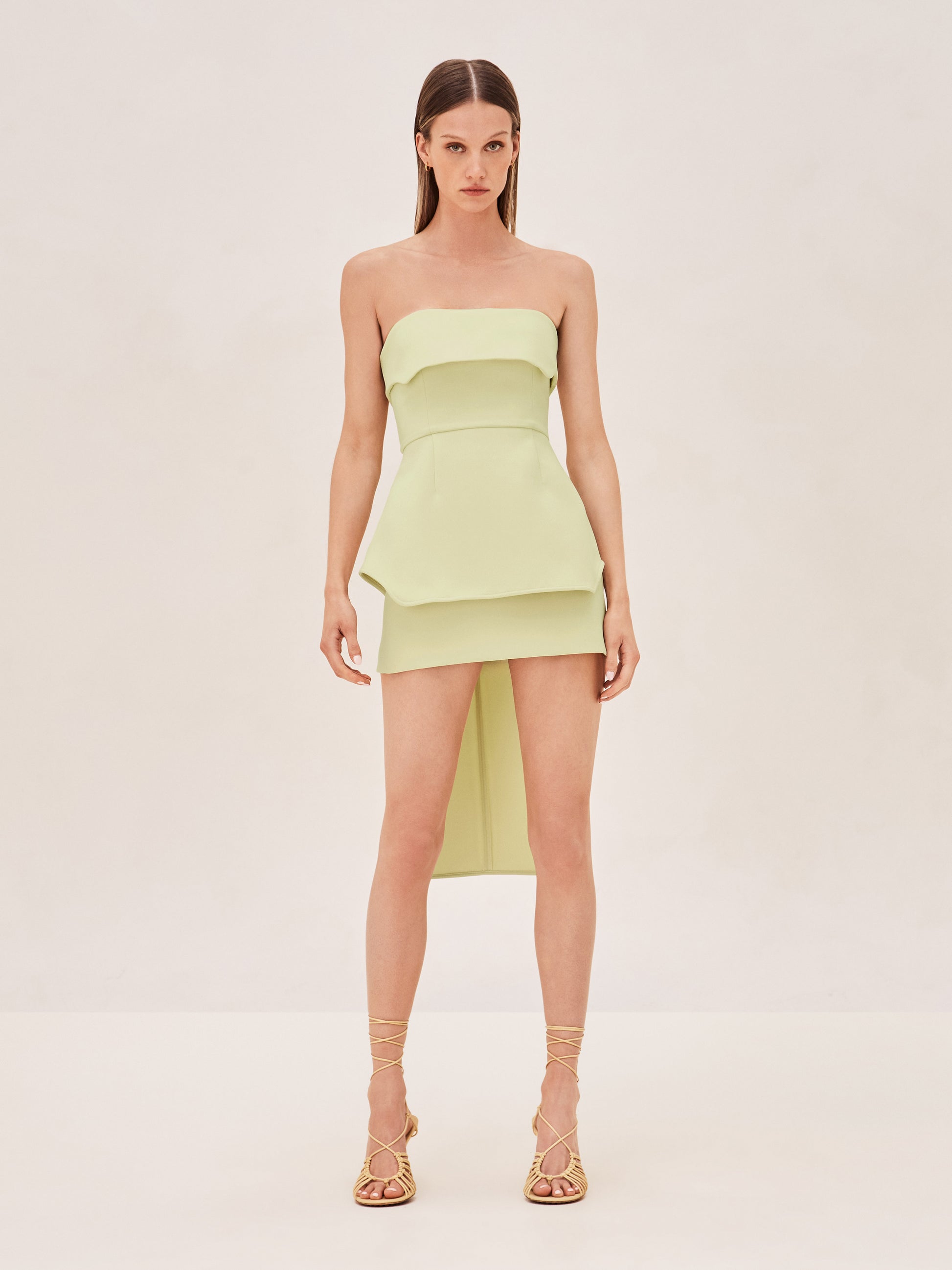 ALEXIS strapless hi-lo limelight green top hover image