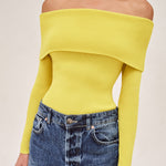 ALEXIS Amie off the shoulder long sleeve top in yellow