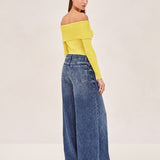 ALEXIS Amie off the shoulder long sleeve top in yellow