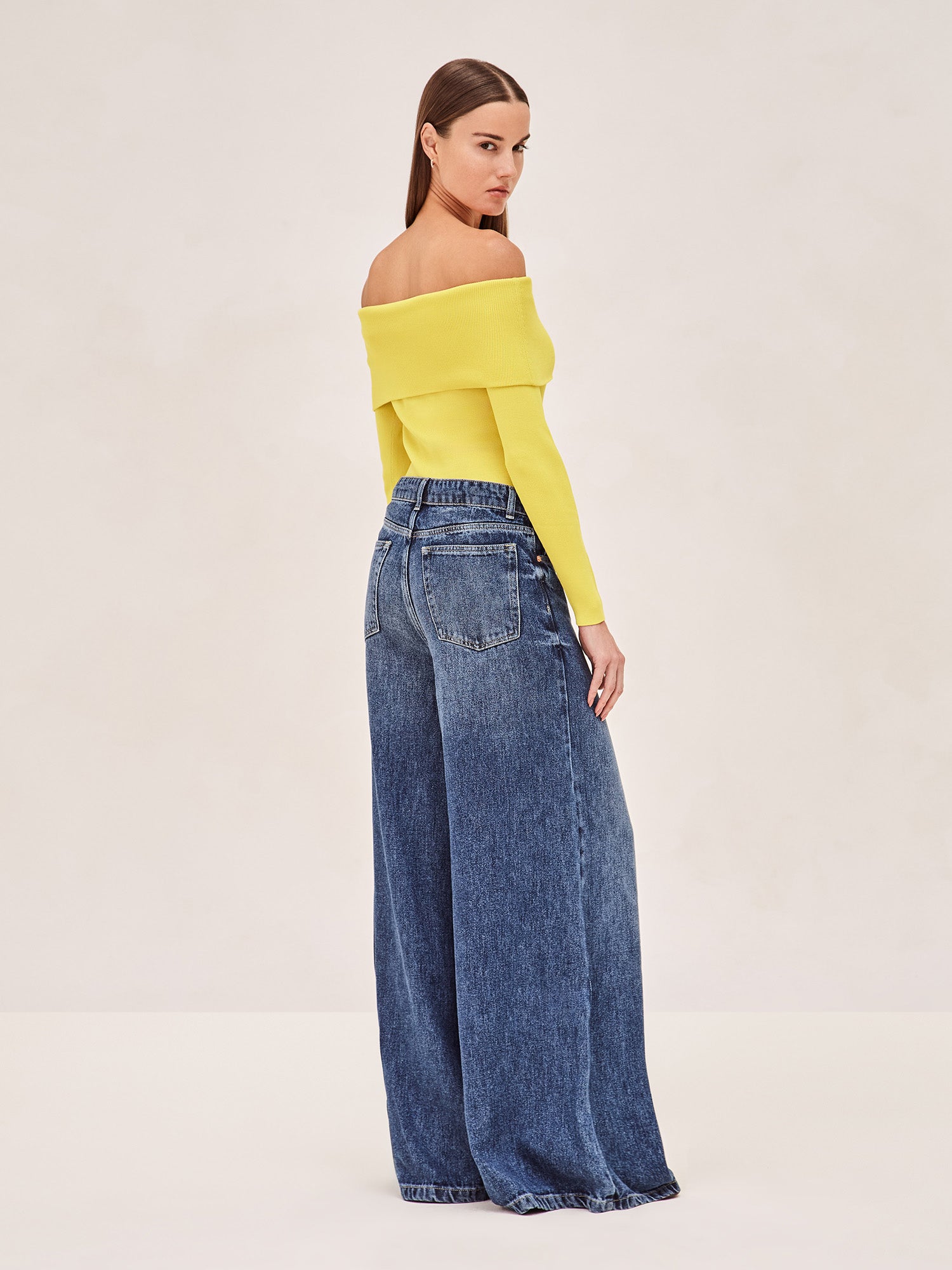 ALEXIS Amie off the shoulder long sleeve top in yellow