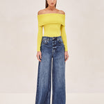 ALEXIS Amie off the shoulder long sleeve top in yellow 