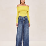 ALEXIS Amie off the shoulder long sleeve top in yellow 