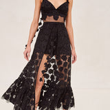 ALEXIS Armas romper in black lace with removeable skirt.hover image