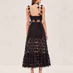 ALEXIS Armas romper in black lace with removeable skirt.back image