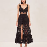 ALEXIS Armas romper in black lace with removeable skirt cape