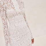 Alexis Delia long sleeve, mock turtle neck lace mini dress in white