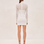 Alexis Delia long sleeve, mock turtle neck lace mini dress in white