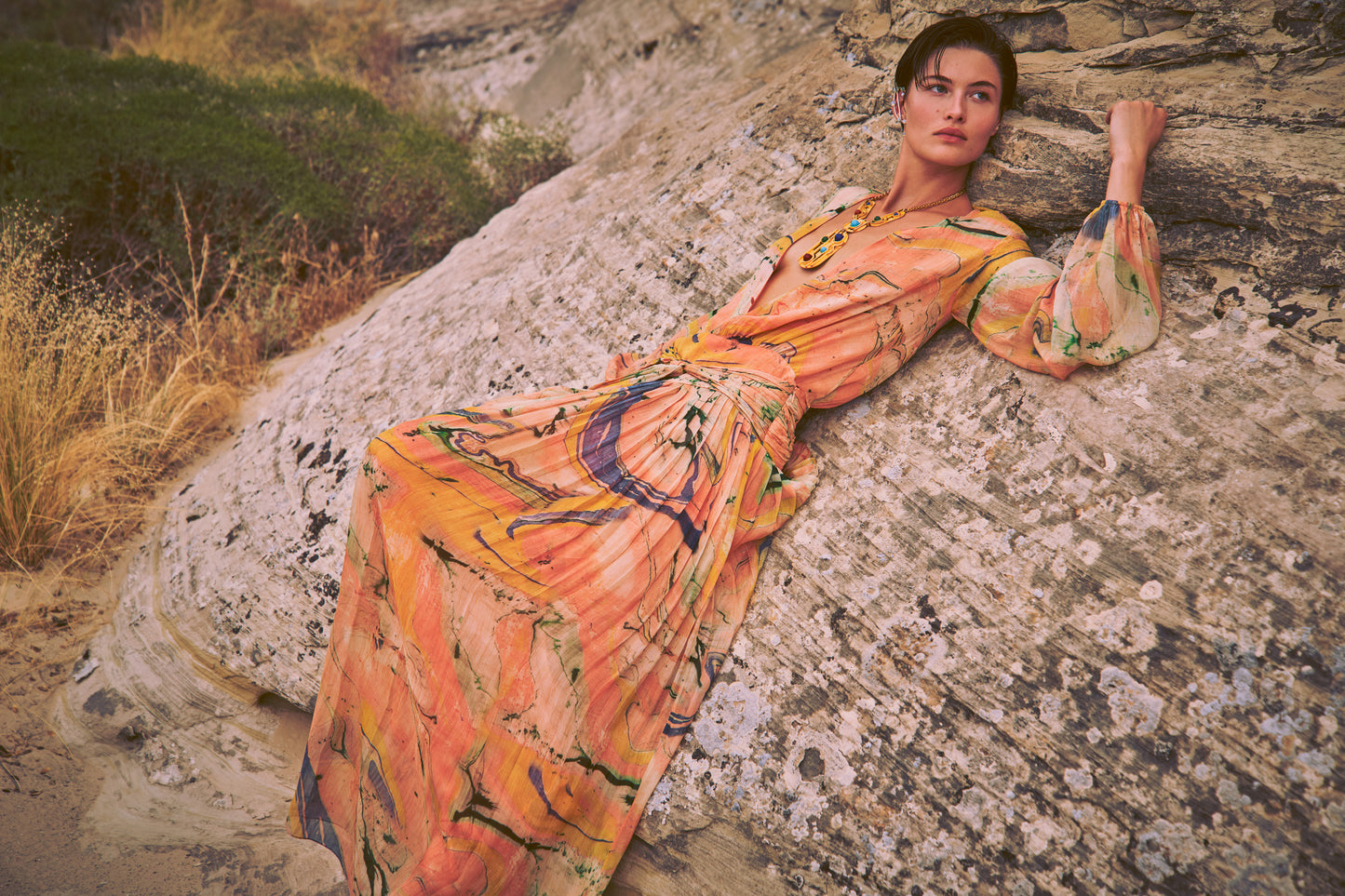 ALEXIS Diane longsleeve Dress in watercolor campaign image