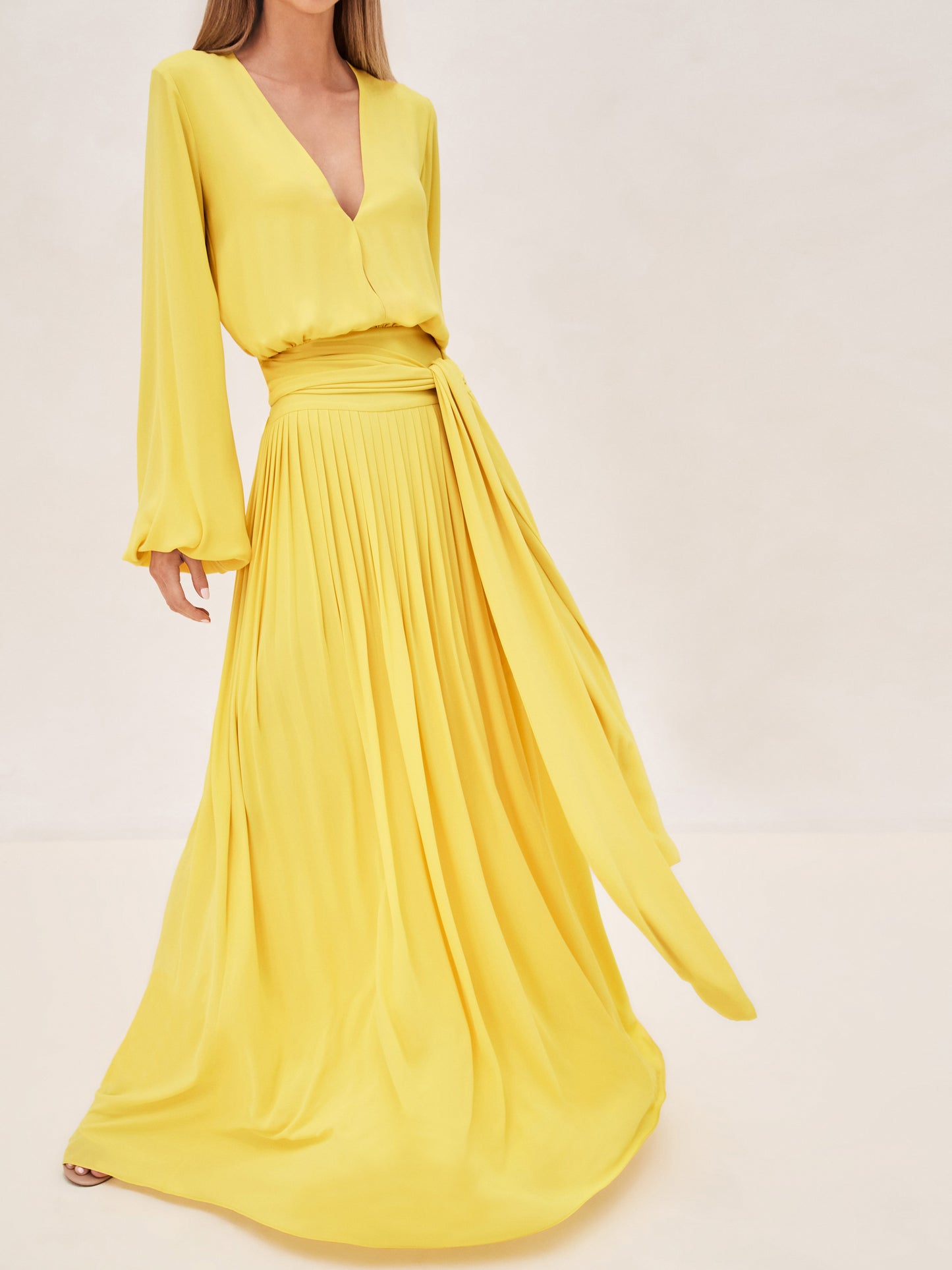 ALEXIS Diane long sleeve Dress in yellow. hover image