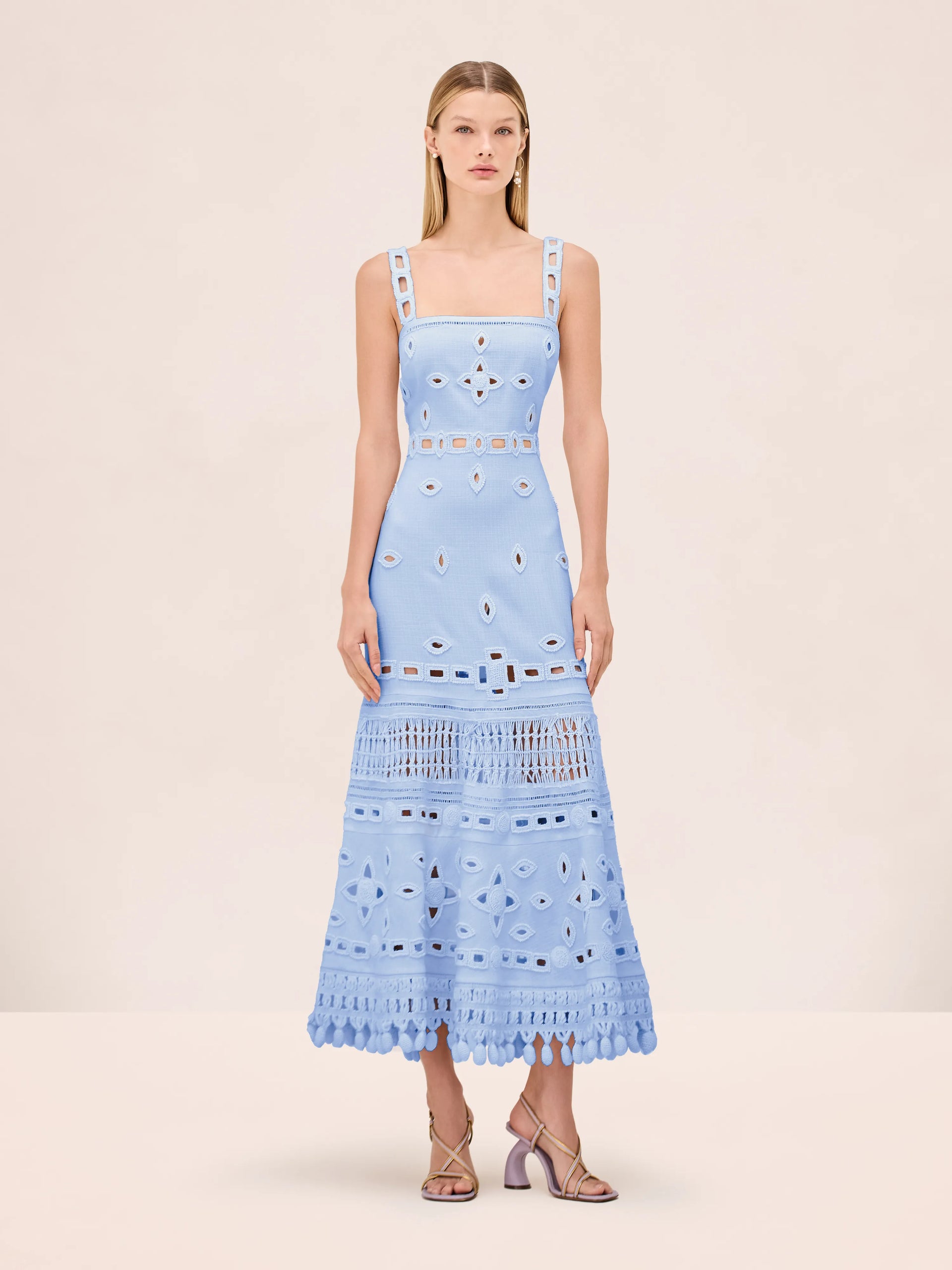 alexis blue and white embroidered dress Alexis Dress / Blue Wave Blue Wave / XS main image 0