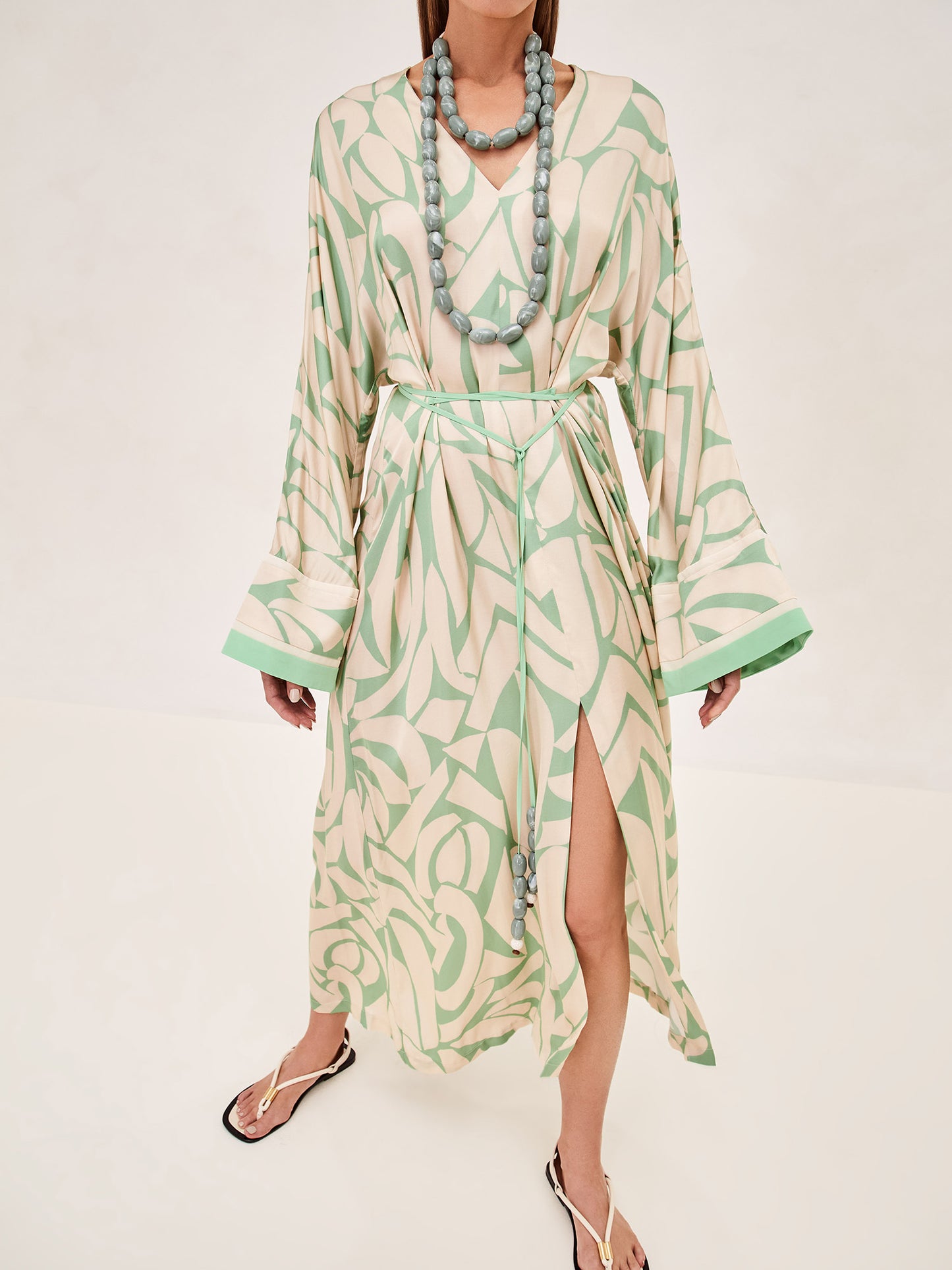 ALEXIS Giorgia long sleeve midi dress in green mirage. hover image