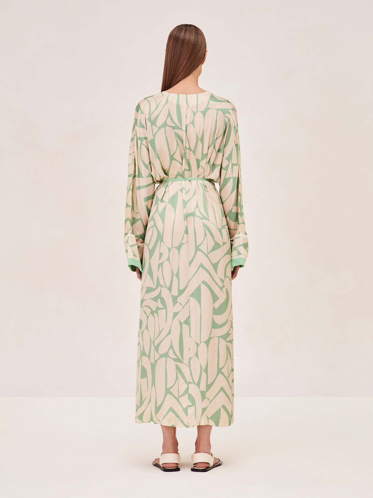 ALEXIS Giorgia long sleeve midi dress in green mirage back image