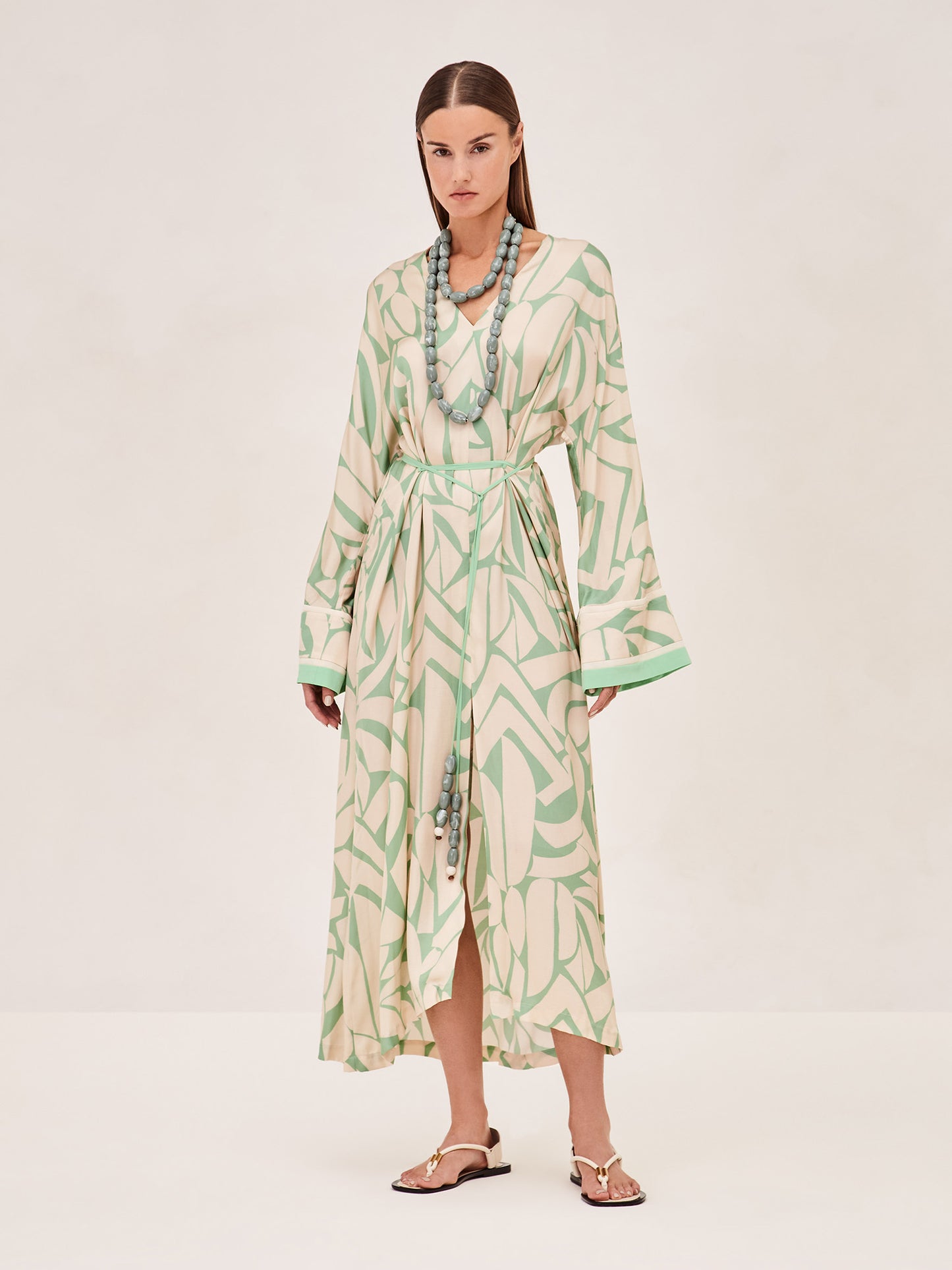 ALEXIS Giorgia long sleeve midi dress in green mirage