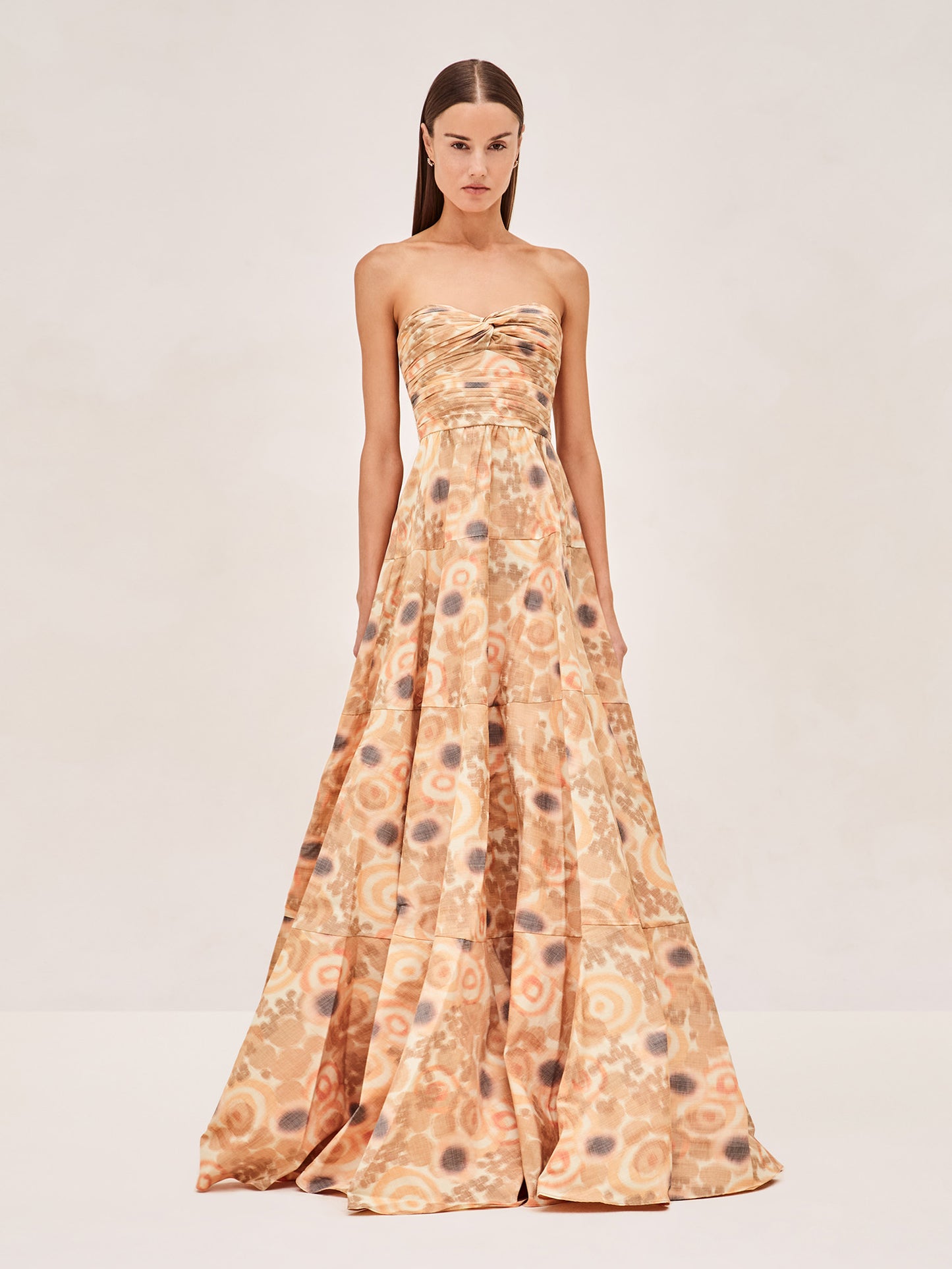 Alexis Imilia straplless gown in sahara print