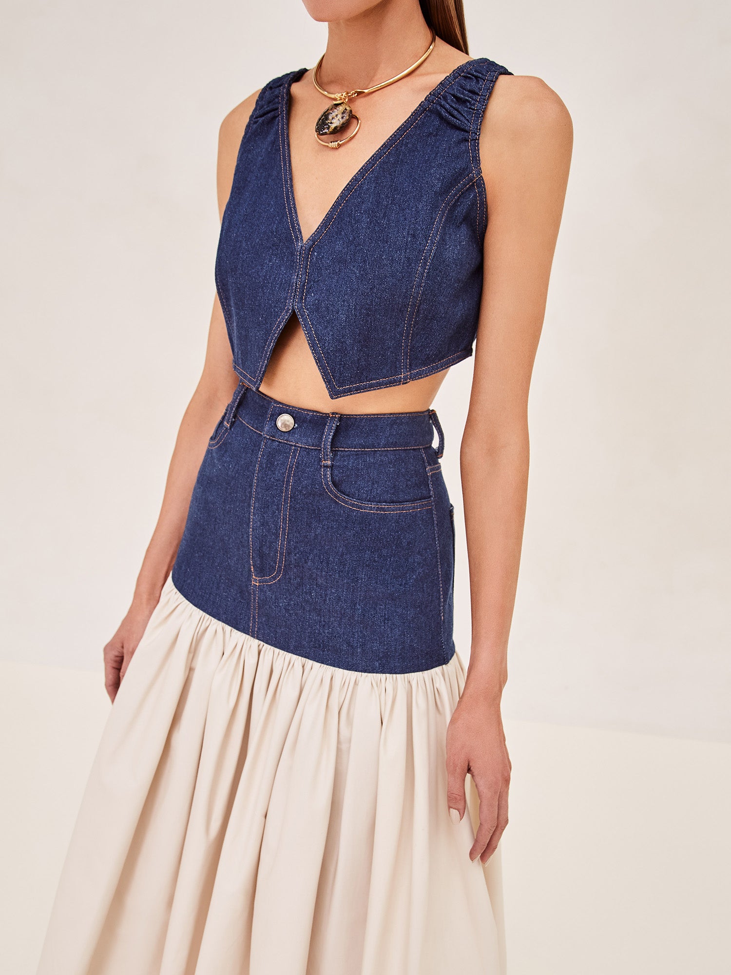ALEXIS Irie Denim crop top hover image
