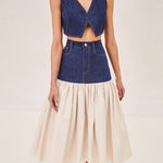 ALEXIS Tomma Denim midi with cream cotton bottom