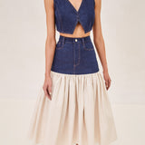 ALEXIS Tomma Denim midi with cream cotton bottom