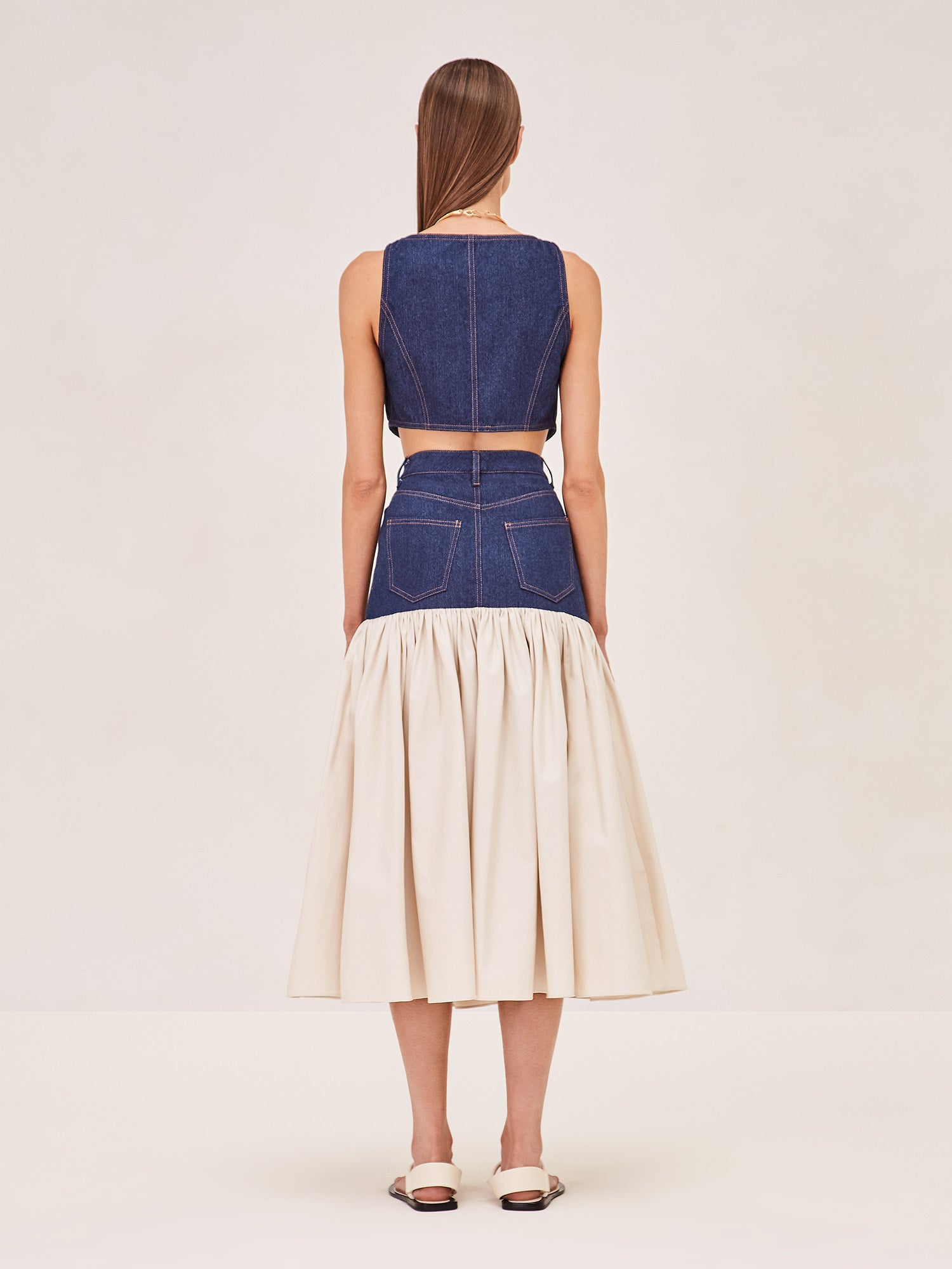 ALEXIS Irie sleeve denim crop top back image