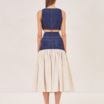 ALEXIS Tomma Denim midi with cream cotton bottom
