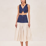 ALEXIS Tomma Denim midi with cream cotton bottom