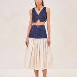 ALEXIS Tomma Denim midi with cream cotton bottom