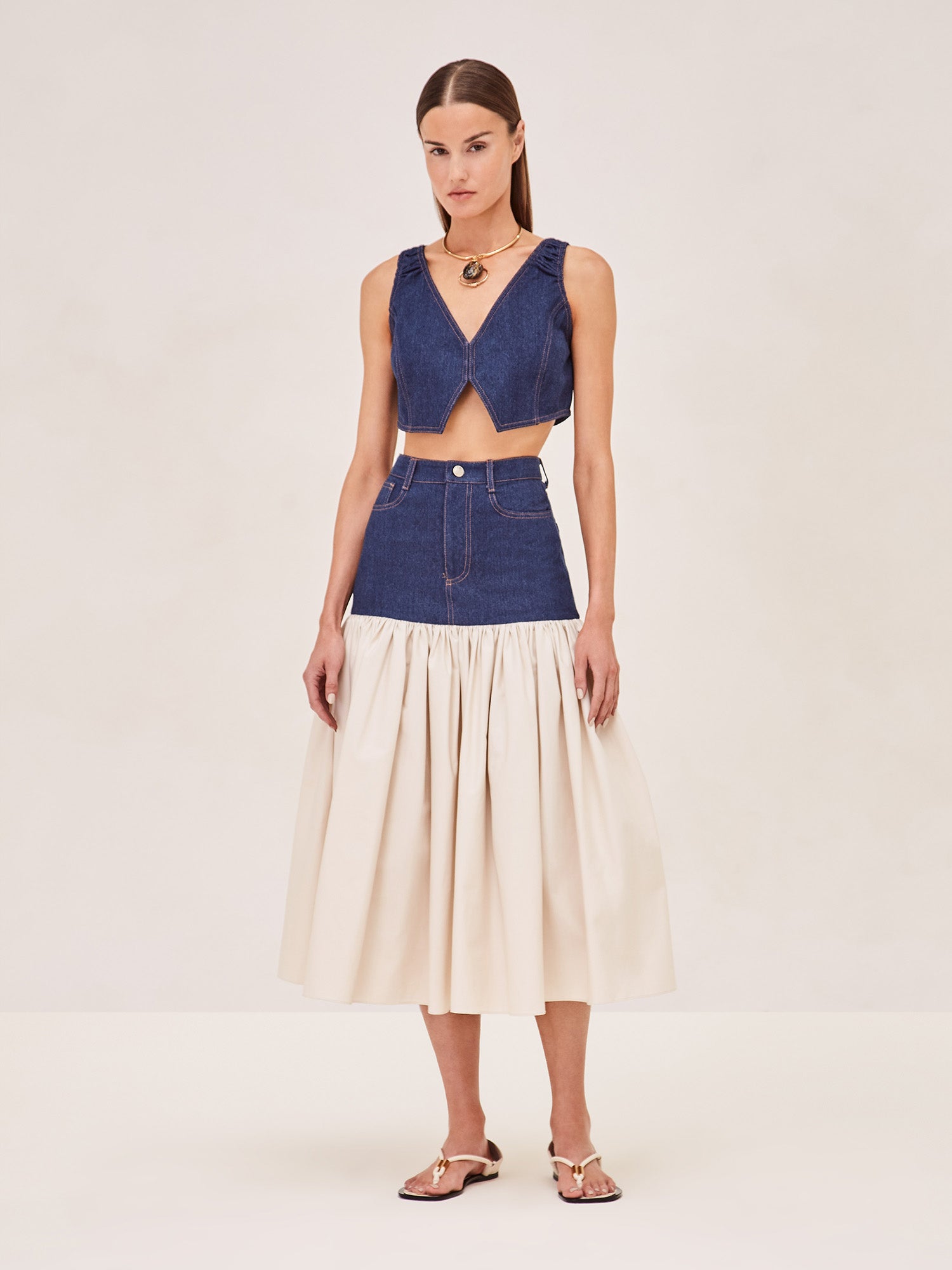 ALEXIS Irie sleeveless  Denim crop top