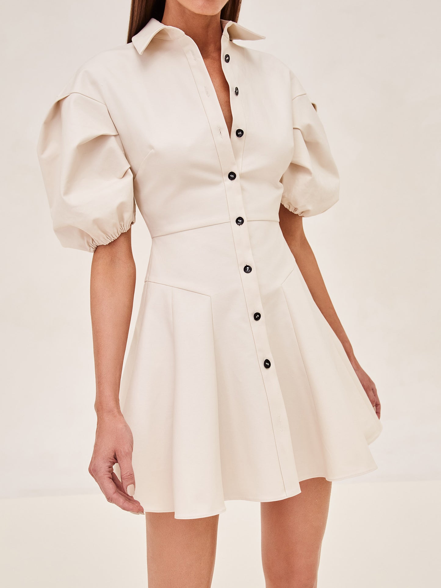 ALEXIS Joan mini puff sleeve dress in cream hover image