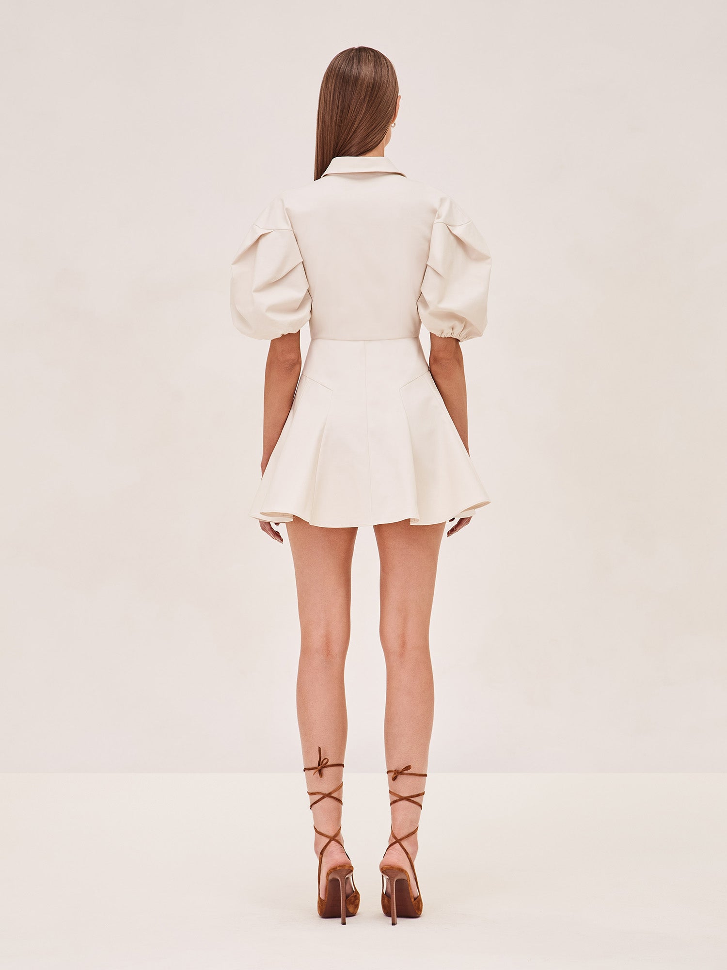ALEXIS ALEXIS Joan mini puff sleeve dress in cream back image
