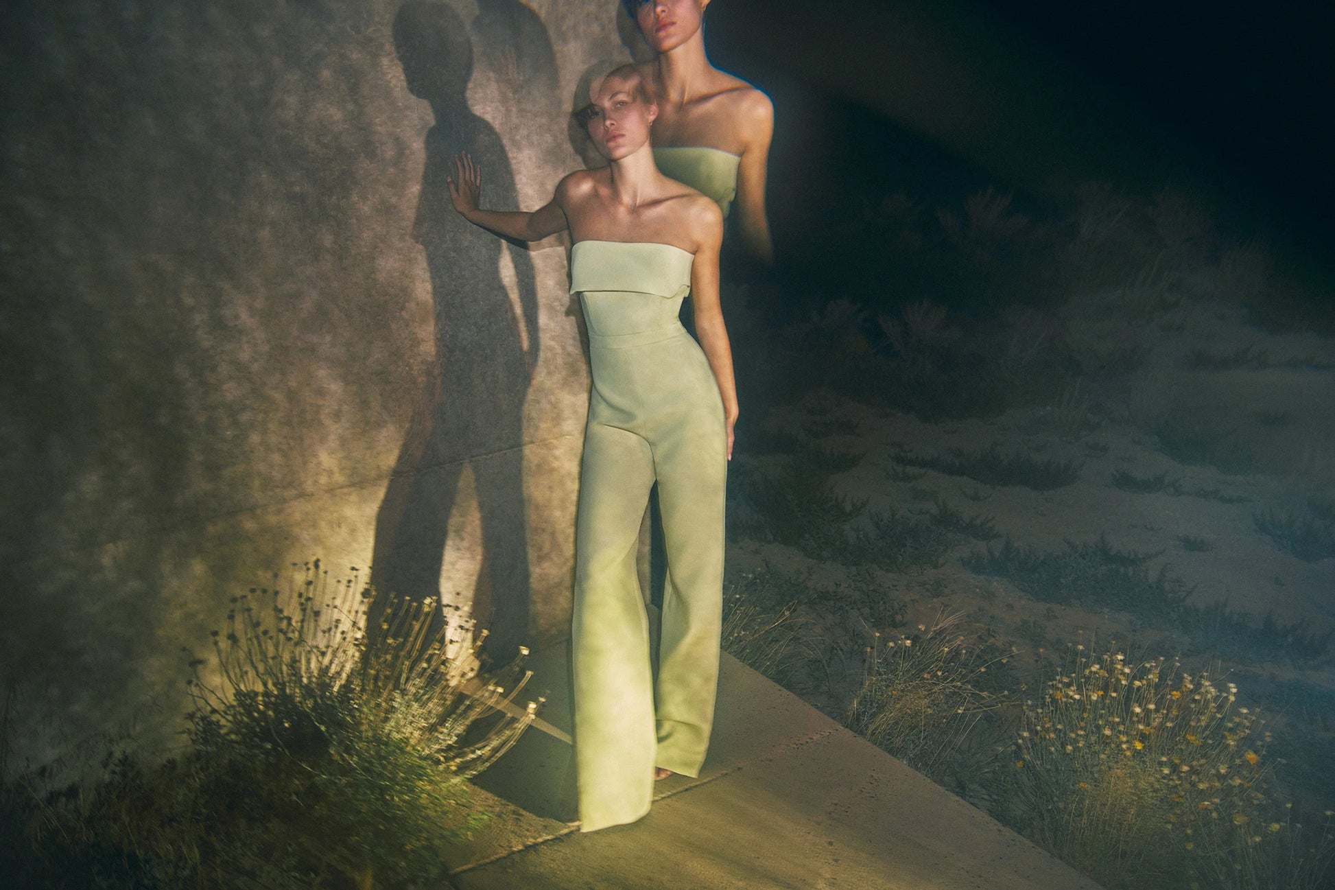 ALEXIS Strapless kaye jumpsuit in limelight green campaign image
