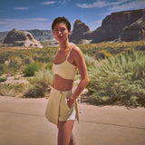 ALEXIS strapless novo crop top in ivory