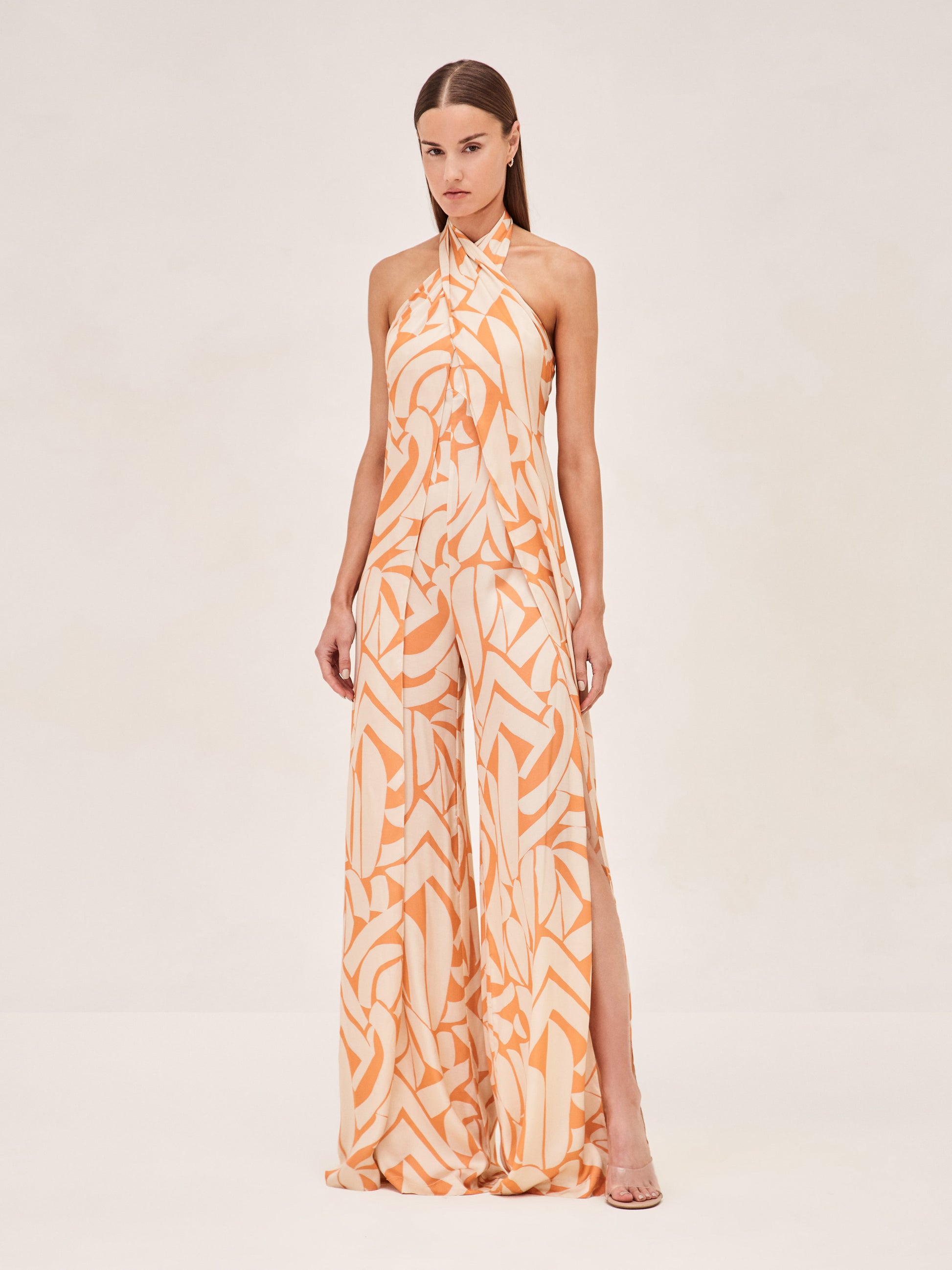 ALEXIS Seydou halter jumpsuit in melon mirage 