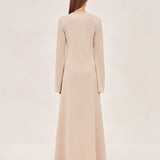 ALEXIS Valley Maxi dress with long sleeves, a plunging neckline and gold detail 