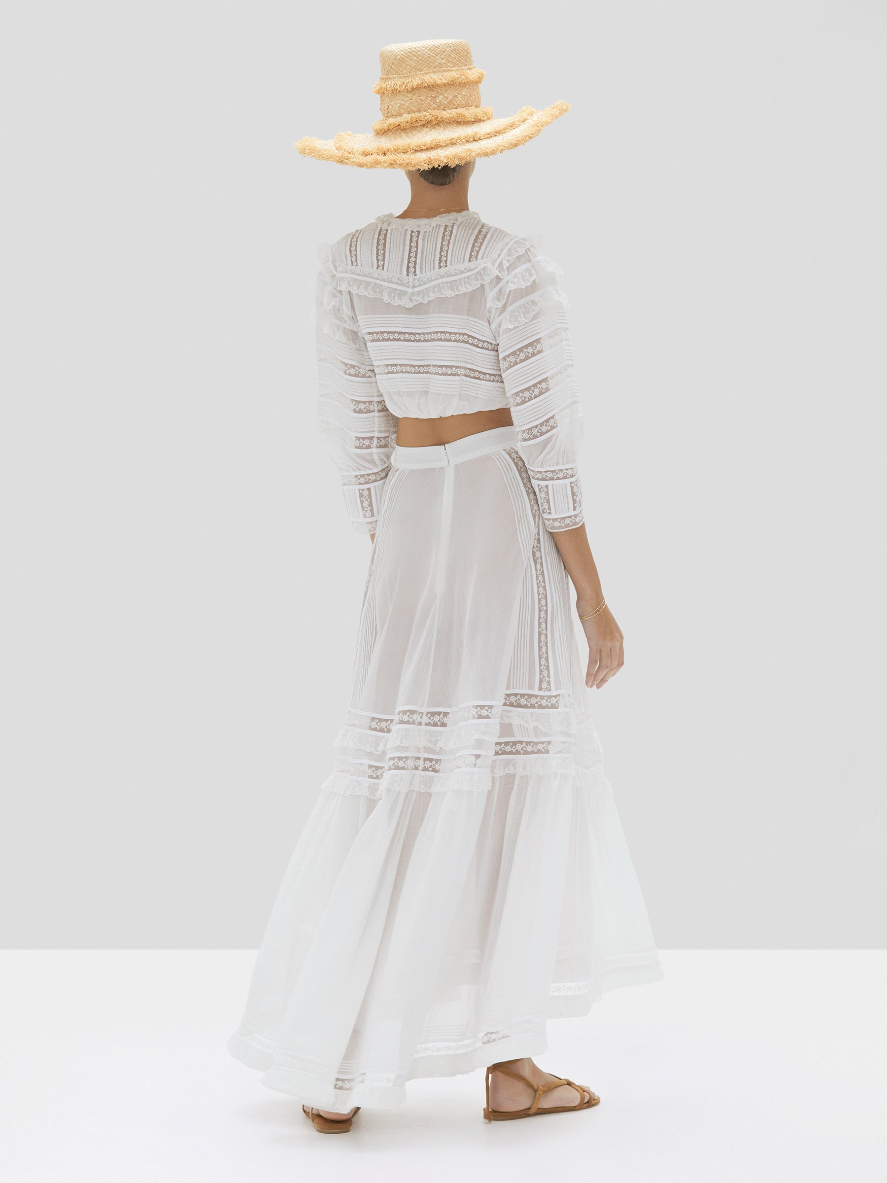 Alexis Amiri Crop Top and Vertania Skirt in White from Spring Summer 2020 Collection