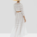 Alexis Amiri Crop Top and Vertania Skirt in White from Spring Summer 2020 Collection