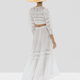 Alexis Amiri Crop Top and Vertania Skirt in White from Spring Summer 2020 Collection