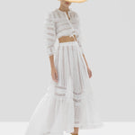 Alexis Amiri Crop Top and Vertania Skirt in White from Spring Summer 2020 Collection