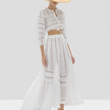 Alexis Amiri Crop Top and Vertania Skirt in White from Spring Summer 2020 Collection